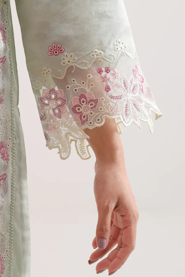 Solid Embroidered Cambric Stitched 3 Piece