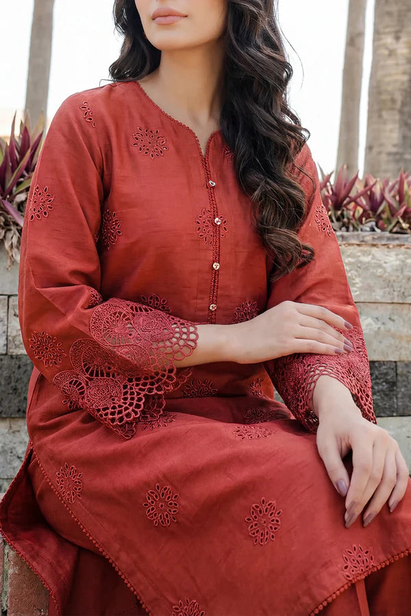 Solid Embroidered Korean Silk Stitched 2 Piece (Shirt/Trouser)