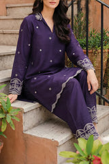 Solid Embroidered Korean Raw Silk Stitched 2 Piece (Shirt/Trouser)