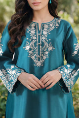 Solid Embroidered Korean Silk Stitched 2 Piece (Shirt/Trouser)