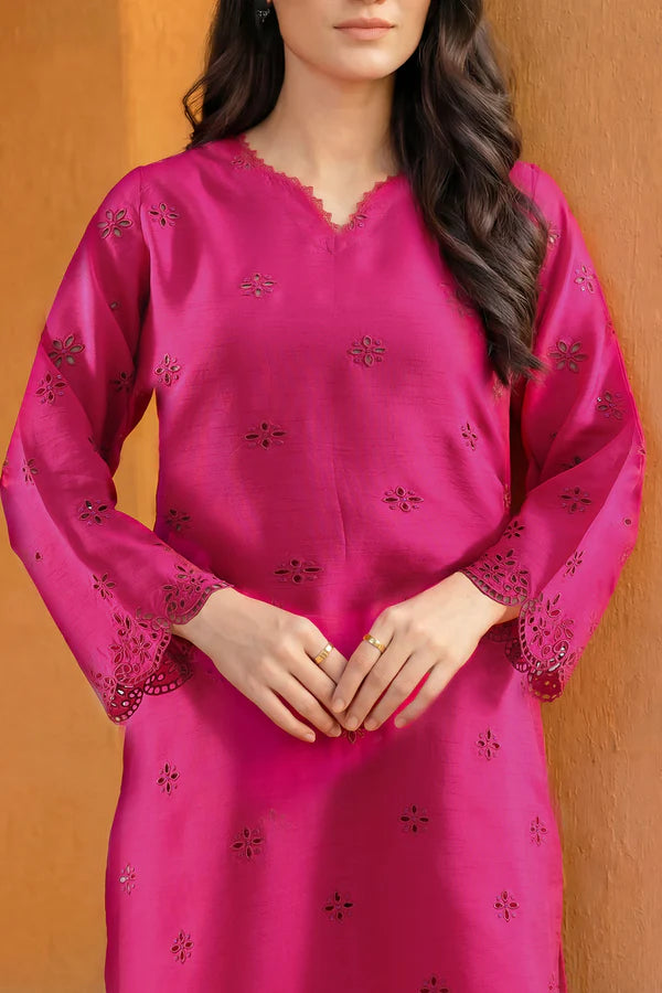 Solid Embroidered Korean Silk Stitched 2 Piece (Shirt/Trouser)