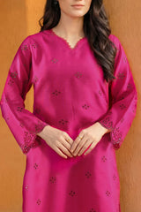 Solid Embroidered Korean Silk Stitched 2 Piece (Shirt/Trouser)