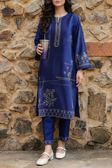 Solid Embroidered Korean Raw Silk Stitched (Shirt/Trouser)