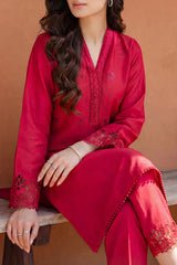 Solid Embroidered Korean Silk Stitched 2 Piece (Shirt/Trouser)