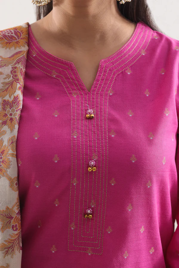 Cotton Jacquard Stitched 3 Piece
