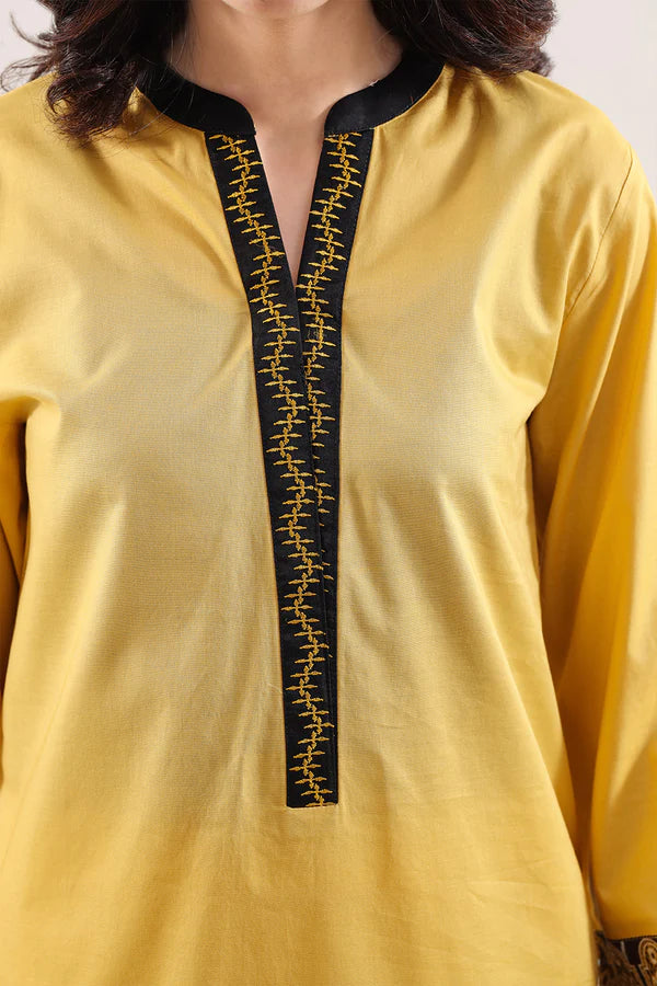 Solid Embroidered Cotton Stitched 3 Piece