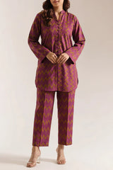 Printed Self Strip Lawn Stitched 2 Piece (Shirt/Trouser)