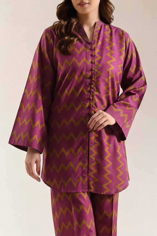 Printed Self Strip Lawn Stitched 2 Piece (Shirt/Trouser)