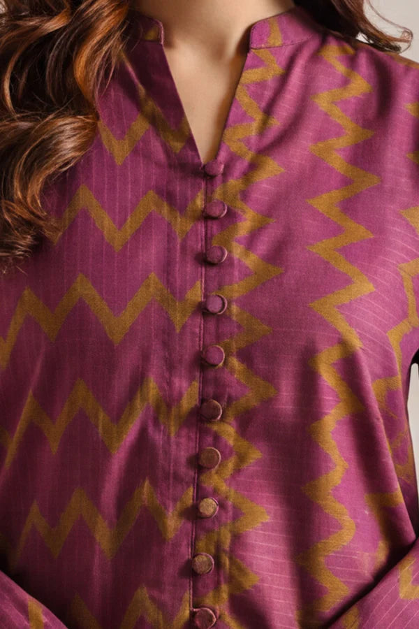 Printed Self Strip Lawn Stitched 2 Piece (Shirt/Trouser)