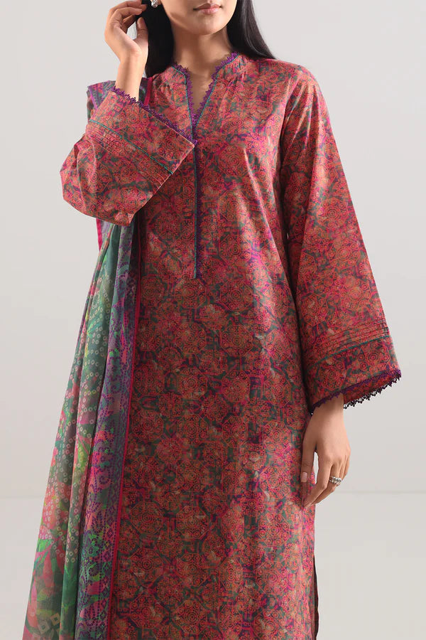 Unstitched Printed Lawn 3 Piece