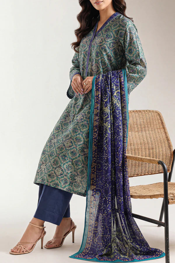 Unstitched Printed Lawn 3 Piece
