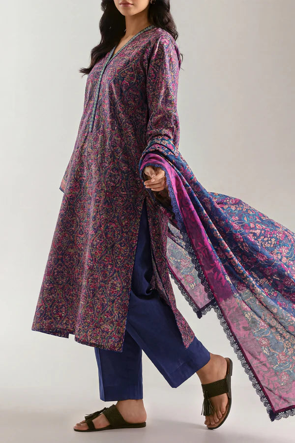 Unstitched Printed Lawn 3 Piece