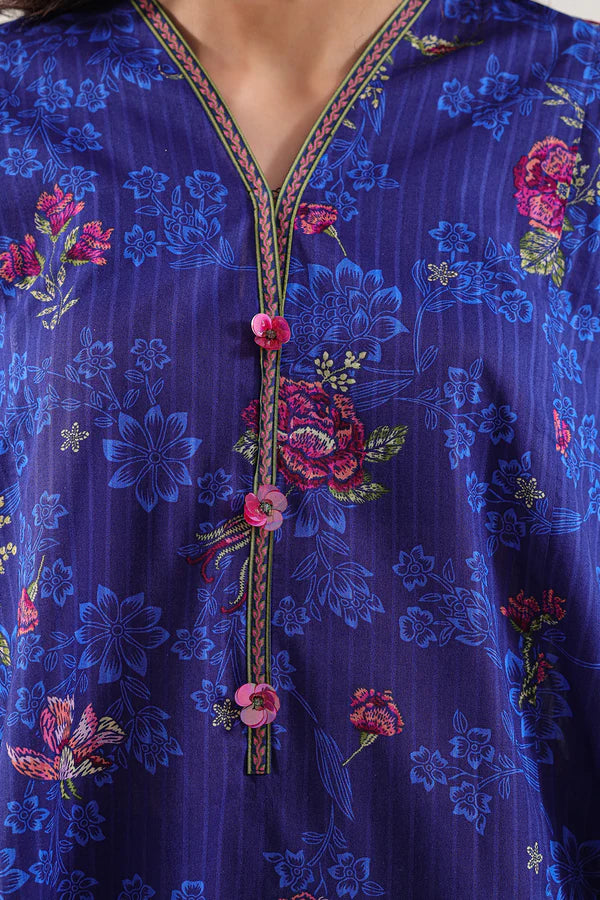 Unstitched Printed Self Strip Lawn 3 Piece