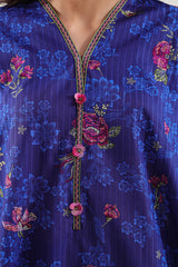 Unstitched Printed Self Strip Lawn 3 Piece