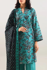 Unstitched Printed Strip Lawn 3 Piece