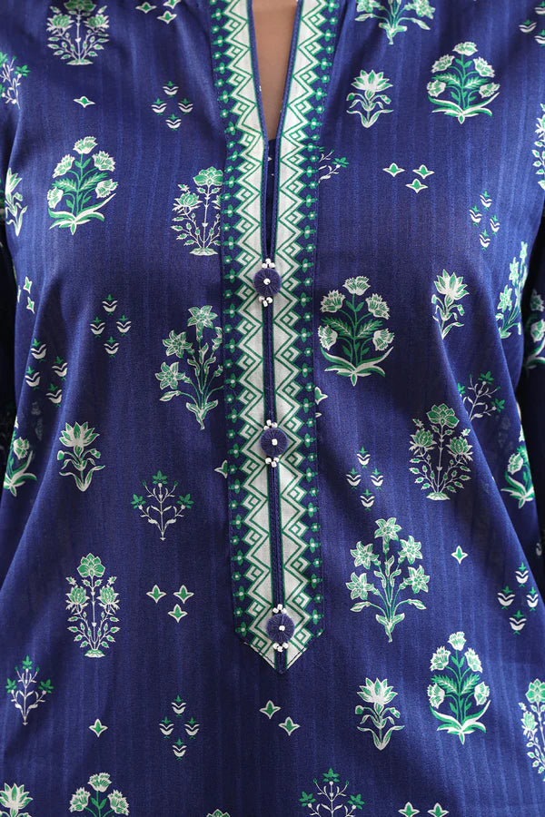Unstitched Printed Self Strip Lawn 3 Piece