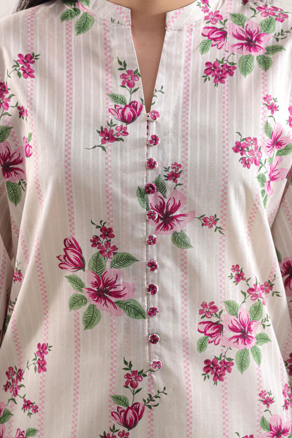 Unstitched Printed Self Strip Lawn 3 Piece