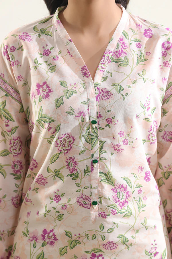 Unstitched Printed Self Strip Lawn 3 Piece