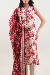 Unstitched Printed Self Stripe Lawn 2 Piece (Shirt/Trouser)