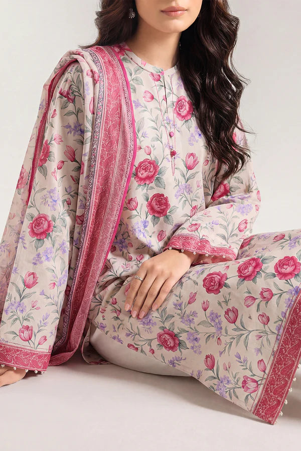 Unstitched Printed Lawn 3 Piece