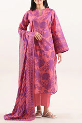 Unstitched Printed Self Strip Lawn 3 Piece