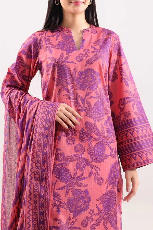 Unstitched Printed Self Strip Lawn 3 Piece