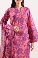 Unstitched Printed Self Strip Lawn 3 Piece