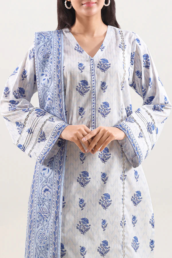 Unstitched Printed Lawn 3 Piece