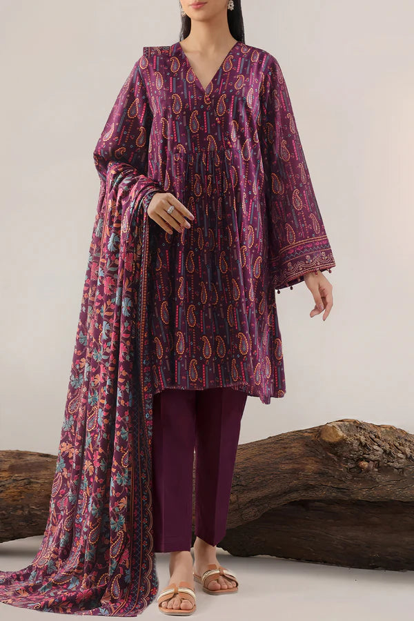 Unstitched Printed Lawn 3 Piece