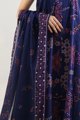 Unstitched Printed Self Strip Lawn 3 Piece