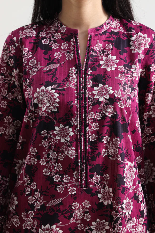 Unstitched Printed Self Strip Lawn 3 Piece