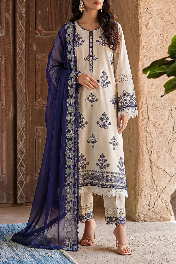 Unstitched Solid Embroidered Cambric 2 Piece (Shirt/Trouser)