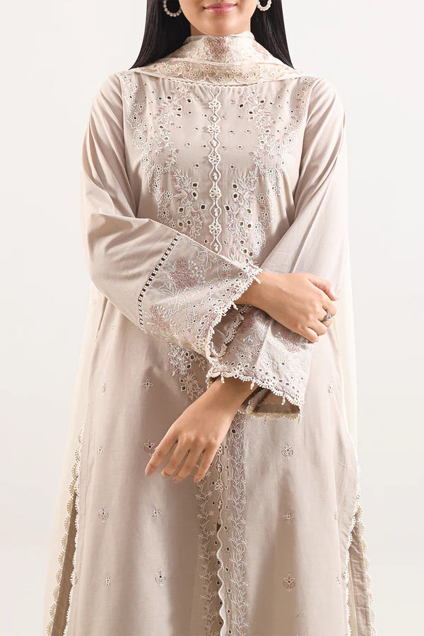 Unstitched Solid Embroidered Cambric 2 Piece (Shirt/Trouser)
