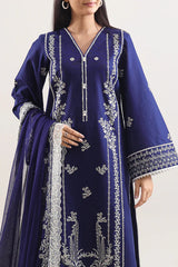 Unstitched Solid+Embroidered Cambric 3 Piece With (Chiffon Dupatta)