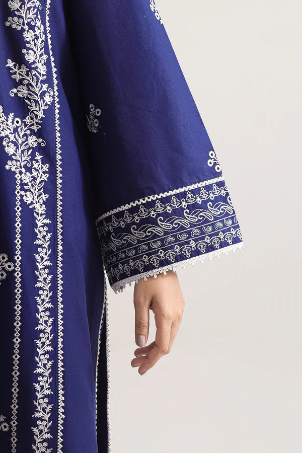 Unstitched Solid+Embroidered Cambric 3 Piece With (Chiffon Dupatta)