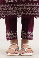 Unstitched Solid+Embroidered Cambric 3 Piece With (Chiffon Dupatta)