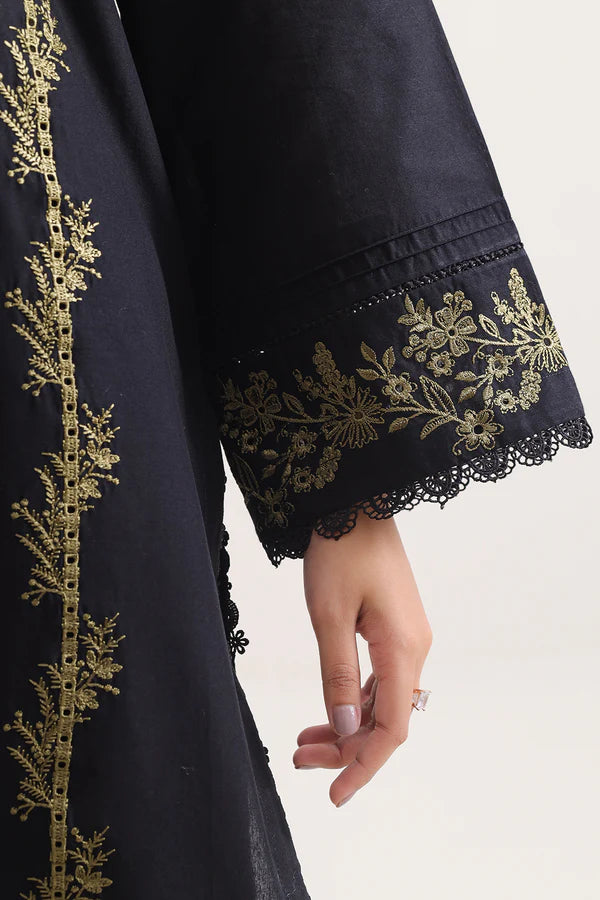 Unstitched Solid Embroidered Cambric 3 Piece With (Chiffon Dupatta)