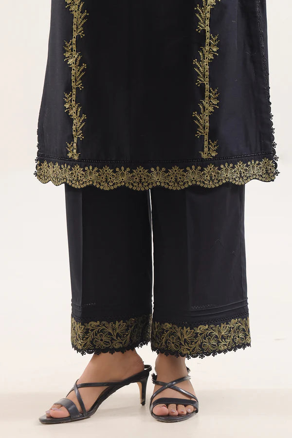 Unstitched Solid Embroidered Cambric 3 Piece With (Chiffon Dupatta)