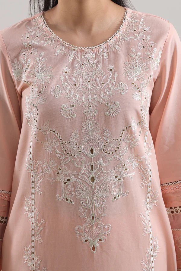 Unstitched Solid Embroidered Cambric 3 Piece With (Chiffon Dupatta)