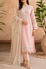 Unstitched Solid Embroidered Cambric 3 Piece With (Chiffon Dupatta)