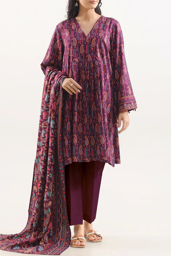 Unstitched Printed Lawn 3 Piece