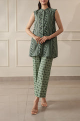 Unstitched Printed Self Stripe Lawn 2 Piece (Shirt/Trouser)