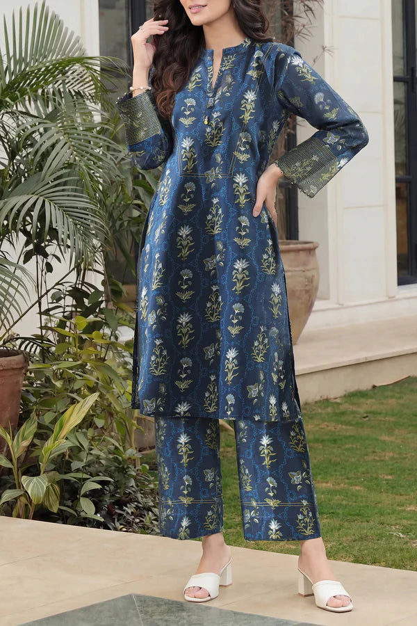 Unstitched Printed Self Stripe Lawn 2 Piece (Shirt/Trouser)