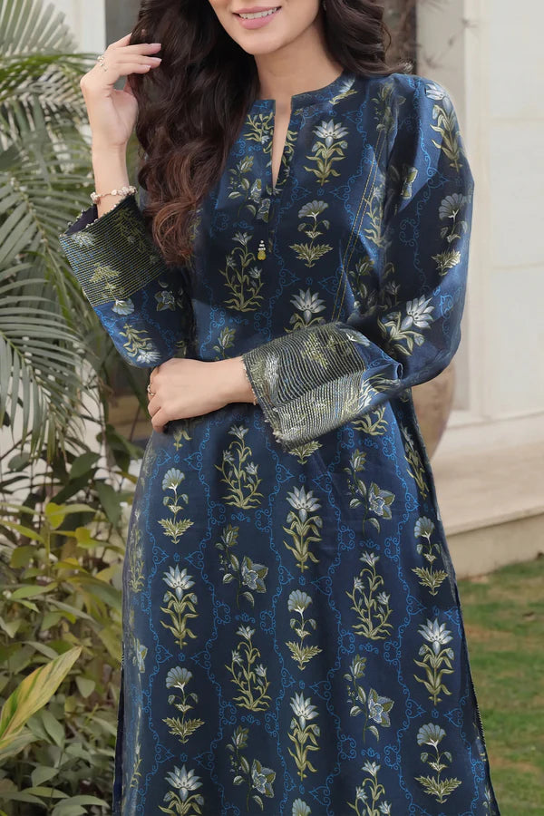 Unstitched Printed Self Stripe Lawn 2 Piece (Shirt/Trouser)