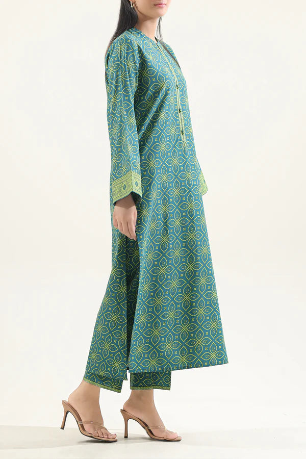 Unstitched Printed Self Stripe Lawn 2 Piece (Shirt/Trouser)