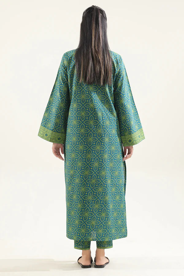 Unstitched Printed Self Stripe Lawn 2 Piece (Shirt/Trouser)