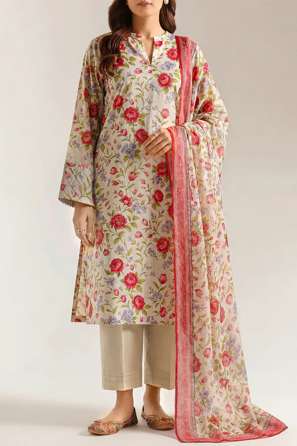 Unstitched Printed Lawn 3 Piece