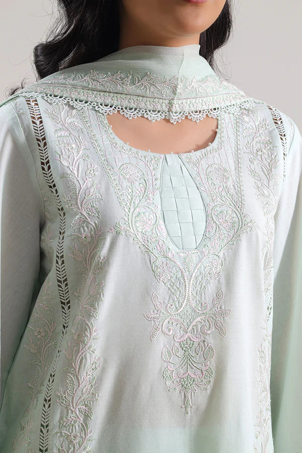 Unstitched Solid Embroidered Cambric 2 Piece (Shirt/Trouser)