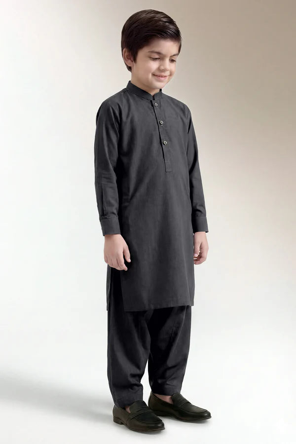 Solid Wash N Wear Stitched 2 Piece (Shirt/Trouser) For Boys