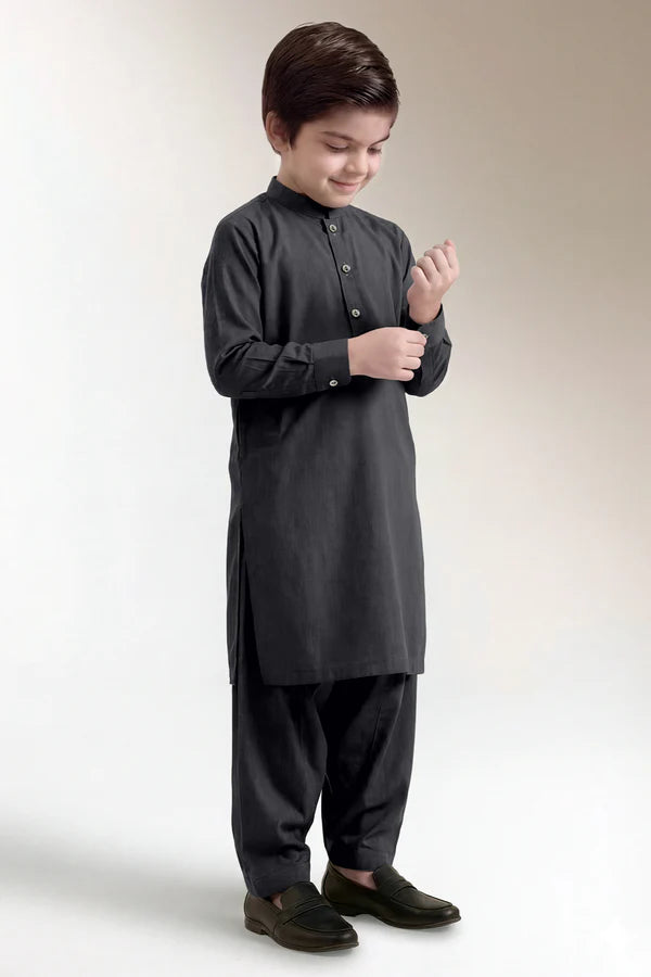 Solid Wash N Wear Stitched 2 Piece (Shirt/Trouser) For Boys